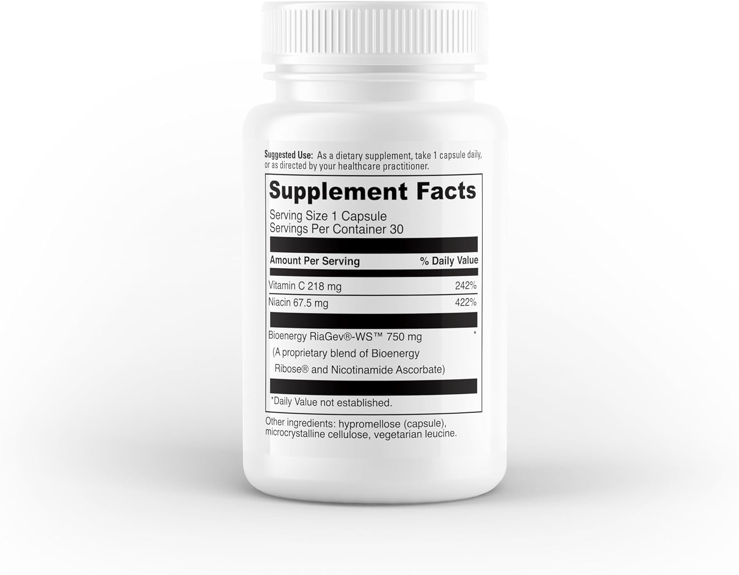 750mg Nicotinamide Riboside Supplement with Vitamin C & Niacin for Healthy Aging & Energy Support | 30 Vegan Capsules