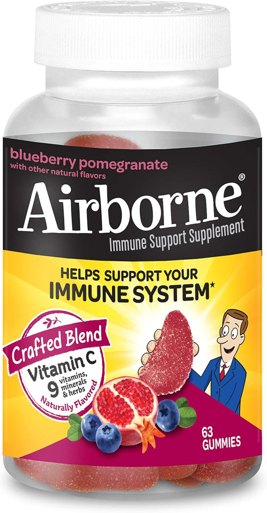 750mg Vitamin C Gummies for Adults - Immune Support Supplement with Antioxidants A, C, & E - Blueberry Pomegranate - 63 Gummies