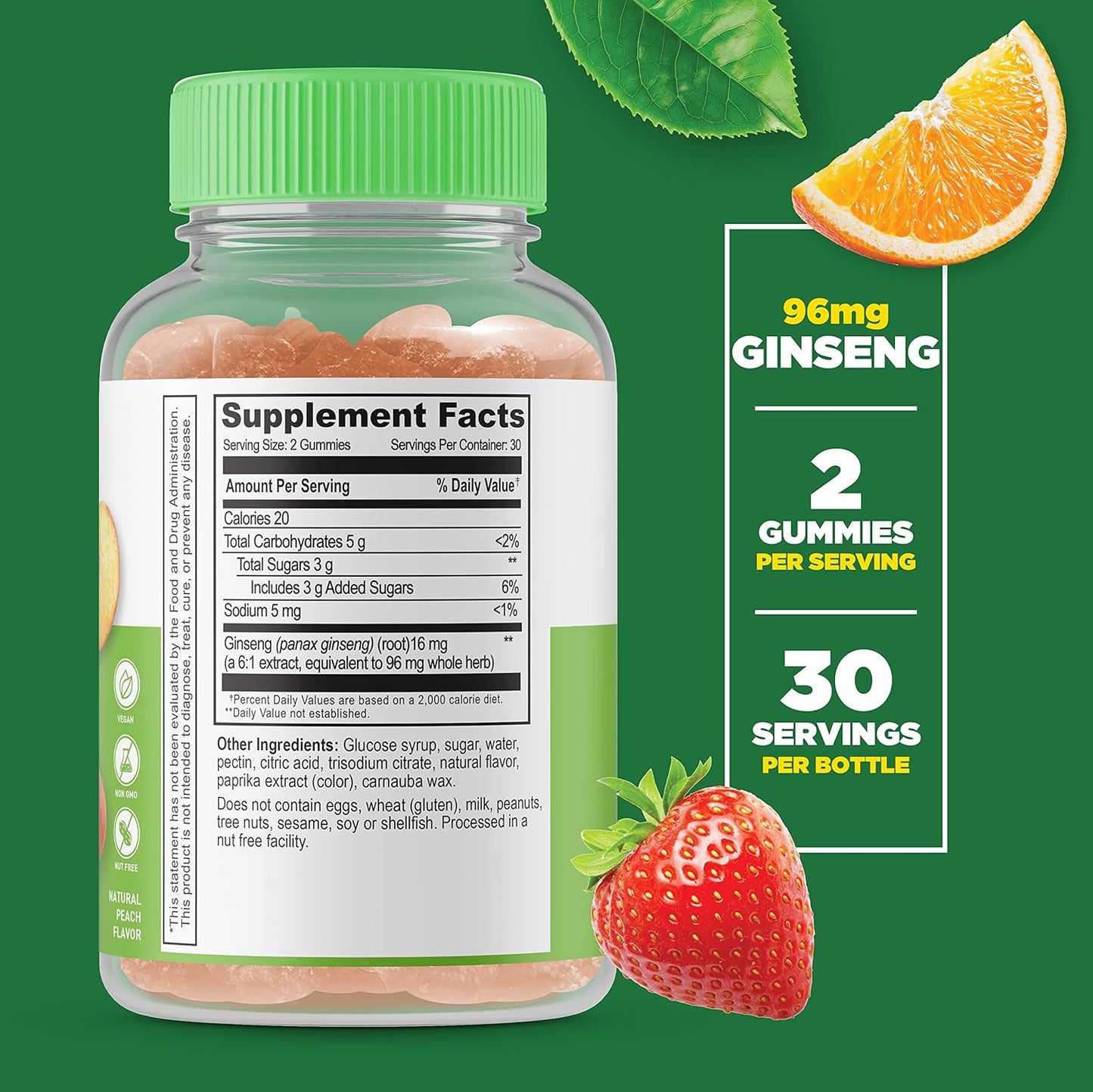 750mg Vitamin C & Panax Ginseng Gummies Bundle - Gluten & GMO Free, Chewable Vitamin Supplement - Delicious Taste