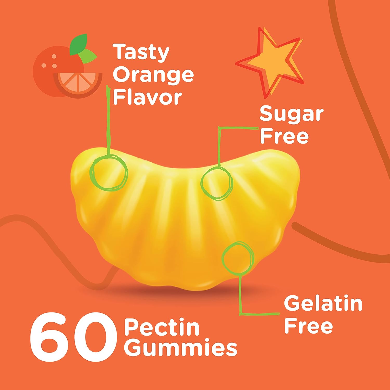 75mg Viteey Kids Vitamin C Gummies with Echinacea - Sugar Free Immune Support for Kids, Toddlers, & Teens - Vegan, Gelatin Free, Gluten Free - Orange Flavored Kids Immunity Gummy