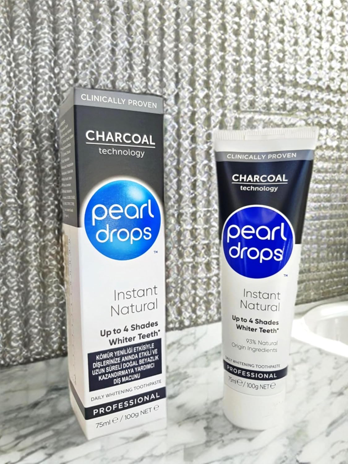 75ml Pearl Drops Instant Natural White Activated Charcoal Toothpaste