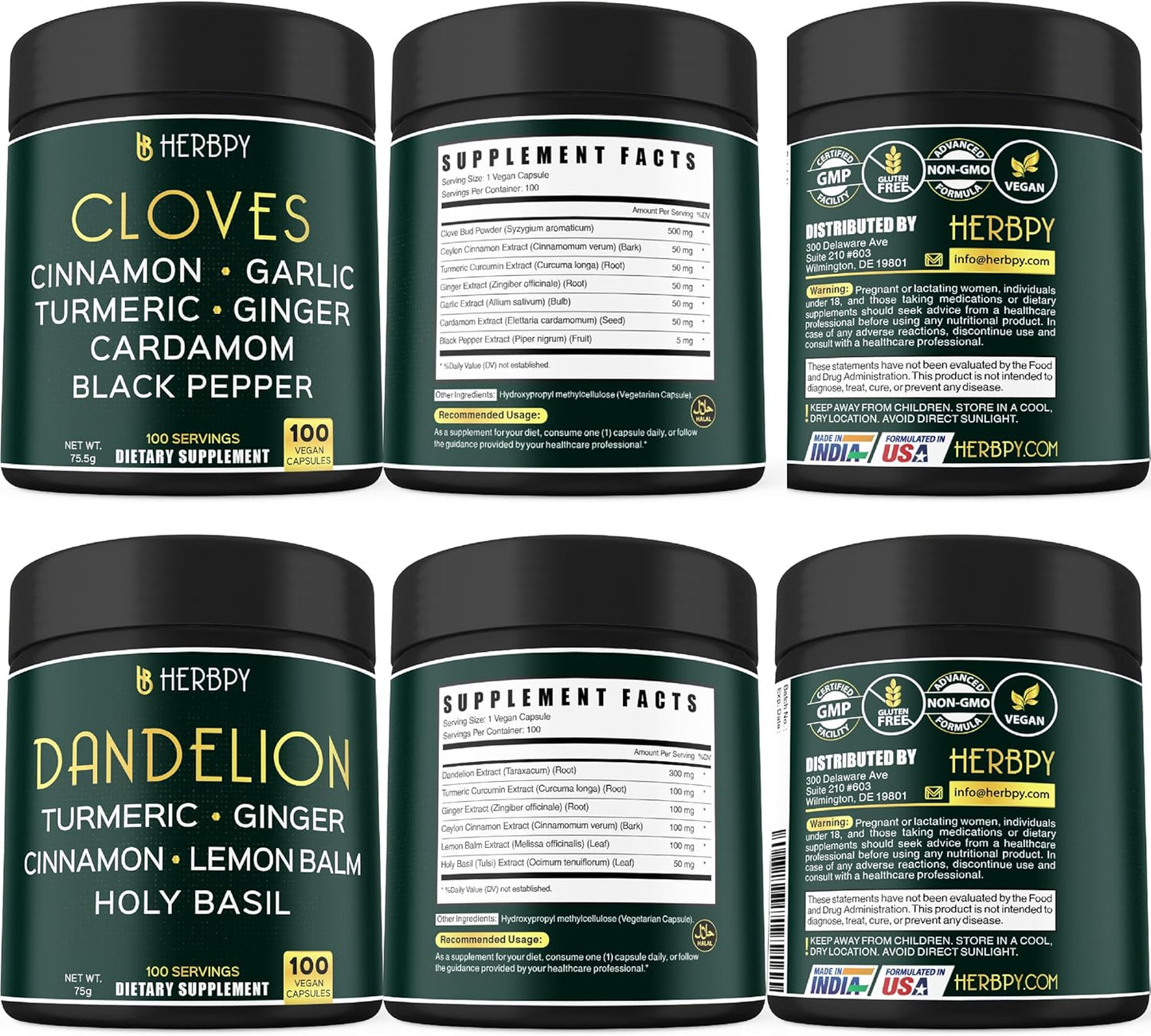 7in1 Cloves and 6in1 Dandelion Supplement Bundle - Immune, Digestion, and Heart Health Support