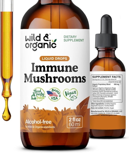 8-in-1 Mushroom Complex Tincture for Immune Support - Wildcrafted & Organic - Chaga, Turkey Tail, Lion's Mane, Reishi Extract - Vegan, Sugar & Alcohol-Free - 2 fl oz Liquid Supplement - BoostGo Australia