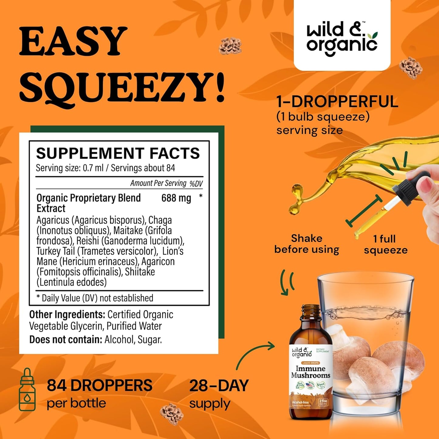 8-in-1 Mushroom Complex Tincture for Immune Support - Wildcrafted & Organic - Chaga, Turkey Tail, Lion's Mane, Reishi Extract - Vegan, Sugar & Alcohol-Free - 2 fl oz Liquid Supplement - BoostGo Australia