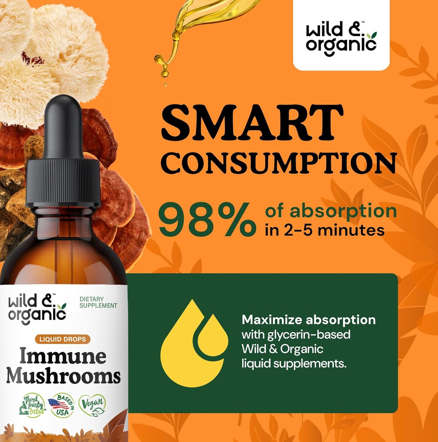 8-in-1 Mushroom Complex Tincture for Immune Support - Wildcrafted & Organic - Chaga, Turkey Tail, Lion's Mane, Reishi Extract - Vegan, Sugar & Alcohol-Free - 2 fl oz Liquid Supplement - BoostGo Australia