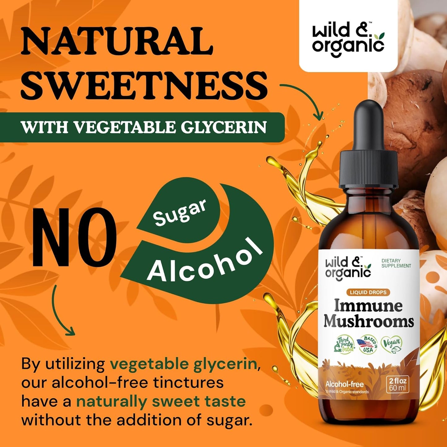8-in-1 Mushroom Complex Tincture for Immune Support - Wildcrafted & Organic - Chaga, Turkey Tail, Lion's Mane, Reishi Extract - Vegan, Sugar & Alcohol-Free - 2 fl oz Liquid Supplement - BoostGo Australia