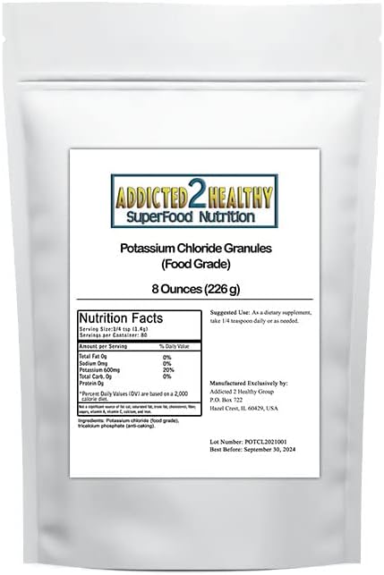 8 Ounce Potassium Chloride Granules - Food Grade Supplement by Addicted 2 Healthy