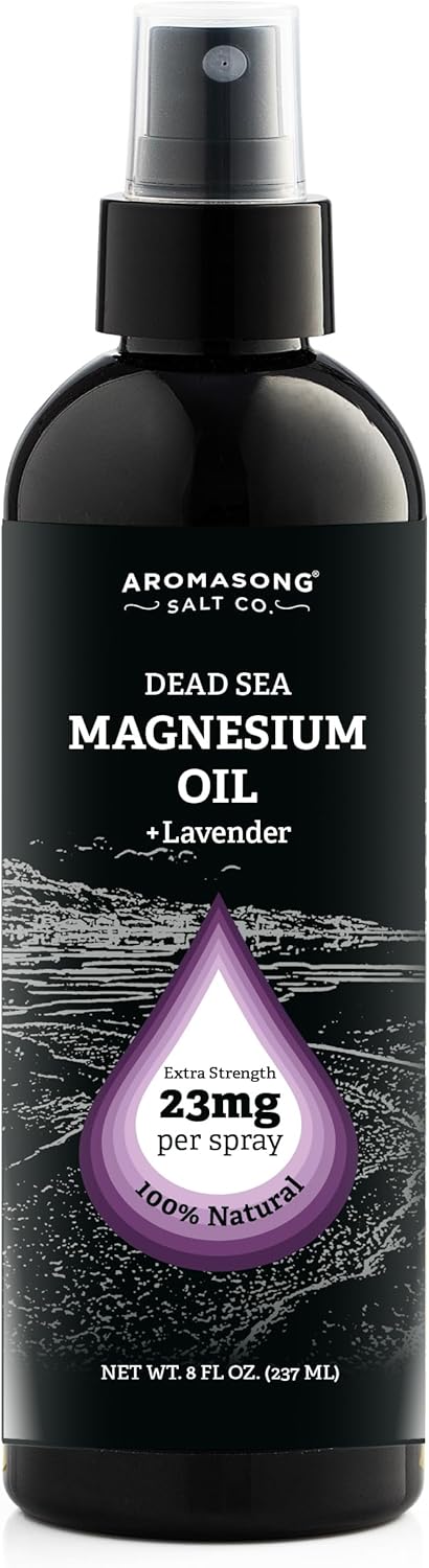 8 Oz Aromasong Lavender Extra Strength Magnesium Oil Spray for Leg Discomfort and Sleep, 23mg Magnesium per Spray - USA Made