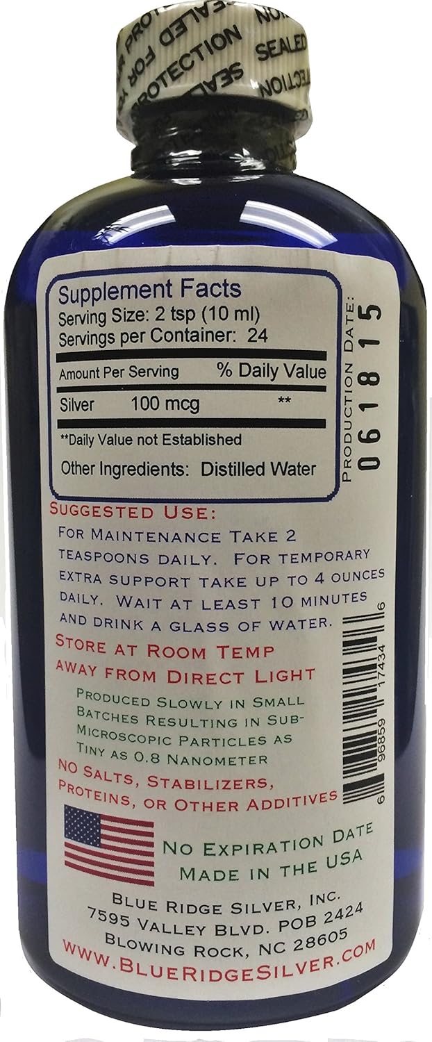 8 oz Blue Ridge Silver Colloidal Silver 10 ppm - Natural Immune Support Supplement
