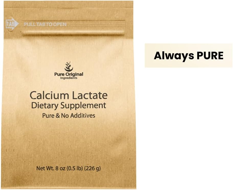 8 oz Calcium Lactate Supplement - Pure Original Ingredients, Electrolyte Boost