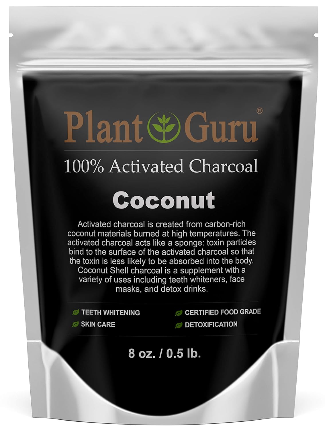 8 oz. COCONUT Activated Charcoal Powder - Food Grade Kosher Non-GMO for Teeth Whitening, Facial Mask, and Soap Making - Promotes Natural Detox and Digestion