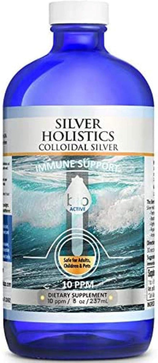 8 oz Glass Bottle Colloidal Silver Liquid for Health by Silver Holistics