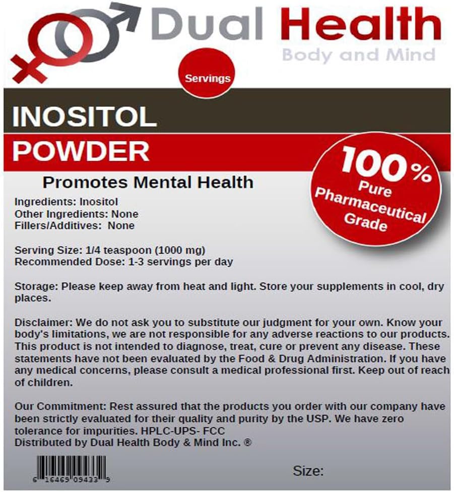 8 oz Inositol Powder for Body & Mind Health - Pure Vitamin B8 Antioxidants - Bulk Supplements with 1000mg per Serving