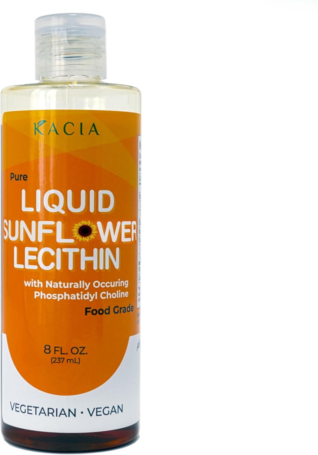 8 oz. Kacia Pure Sunflower Lecithin Liquid - Food Grade Emulsifier for Baked Goods, Chocolates, and Cosmetics - Made in USA