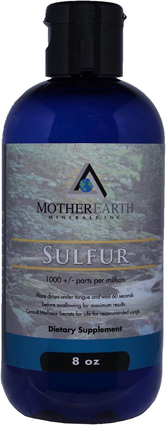 8 oz Mother Earth Minerals Sulfur Supplement - Detoxify, Improve Circulation, Antioxidant, Skin Health - 96 Servings