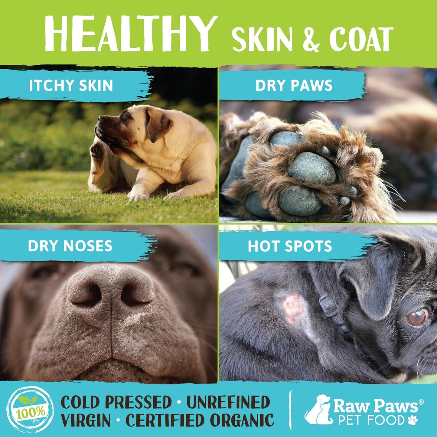8-oz Raw Paws Organic Virgin Coconut Oil for Dogs & Cats - Boosts Immune & Digestive Health, Oral Care, Thyroid - Natural Allergy & Hairball Relief