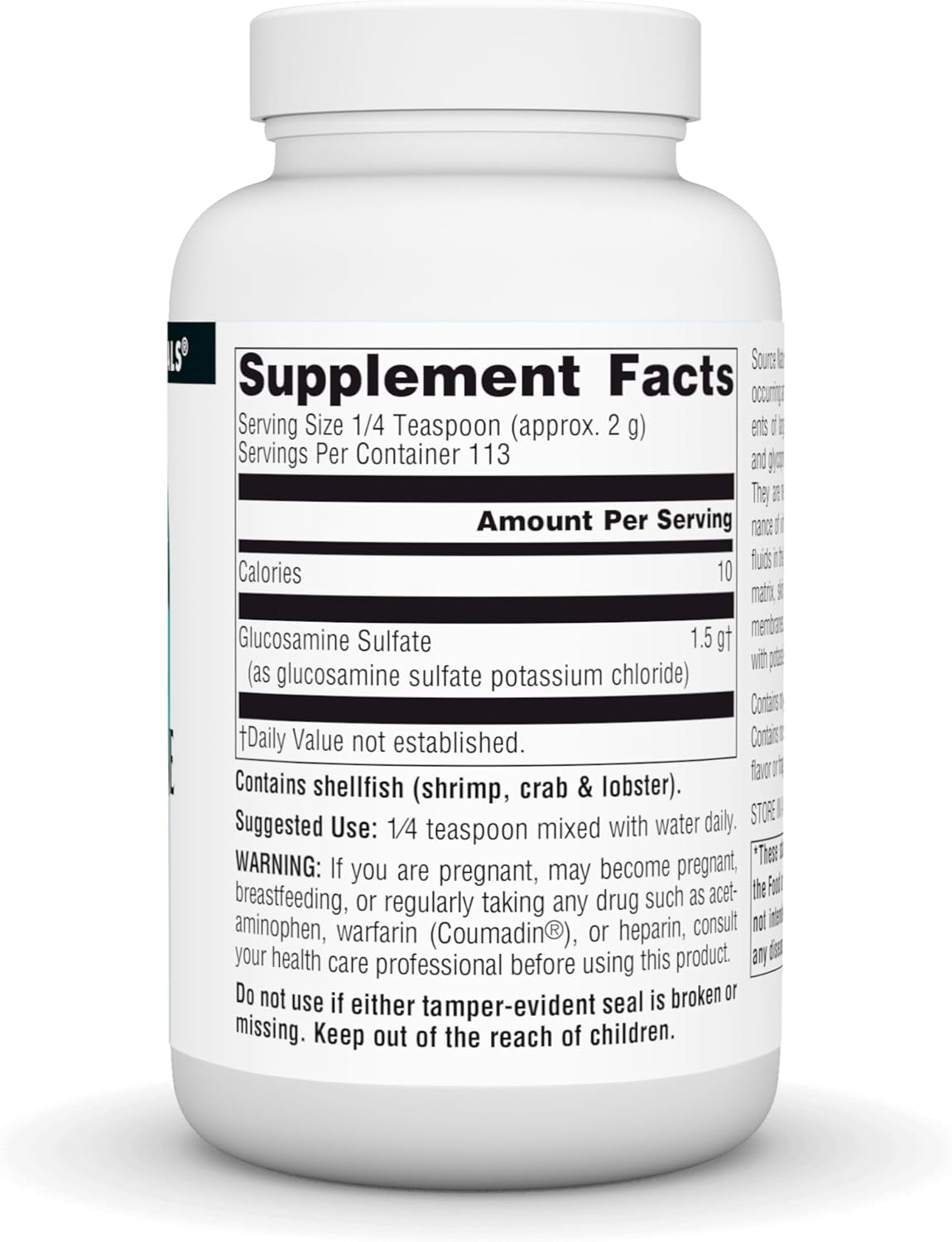 8 oz Source Naturals Glucosamine Sulfate Powder for Joint Support - Sodium-Free