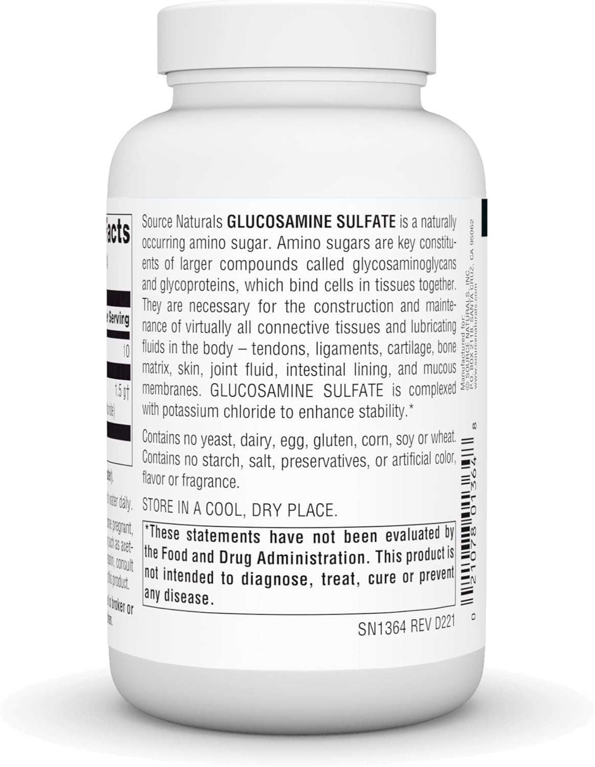 8 oz Source Naturals Glucosamine Sulfate Powder for Joint Support - Sodium-Free