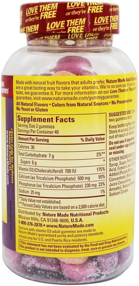 80 Nature Made Calcium Adult Gummies - 1 Pack for Bone Health