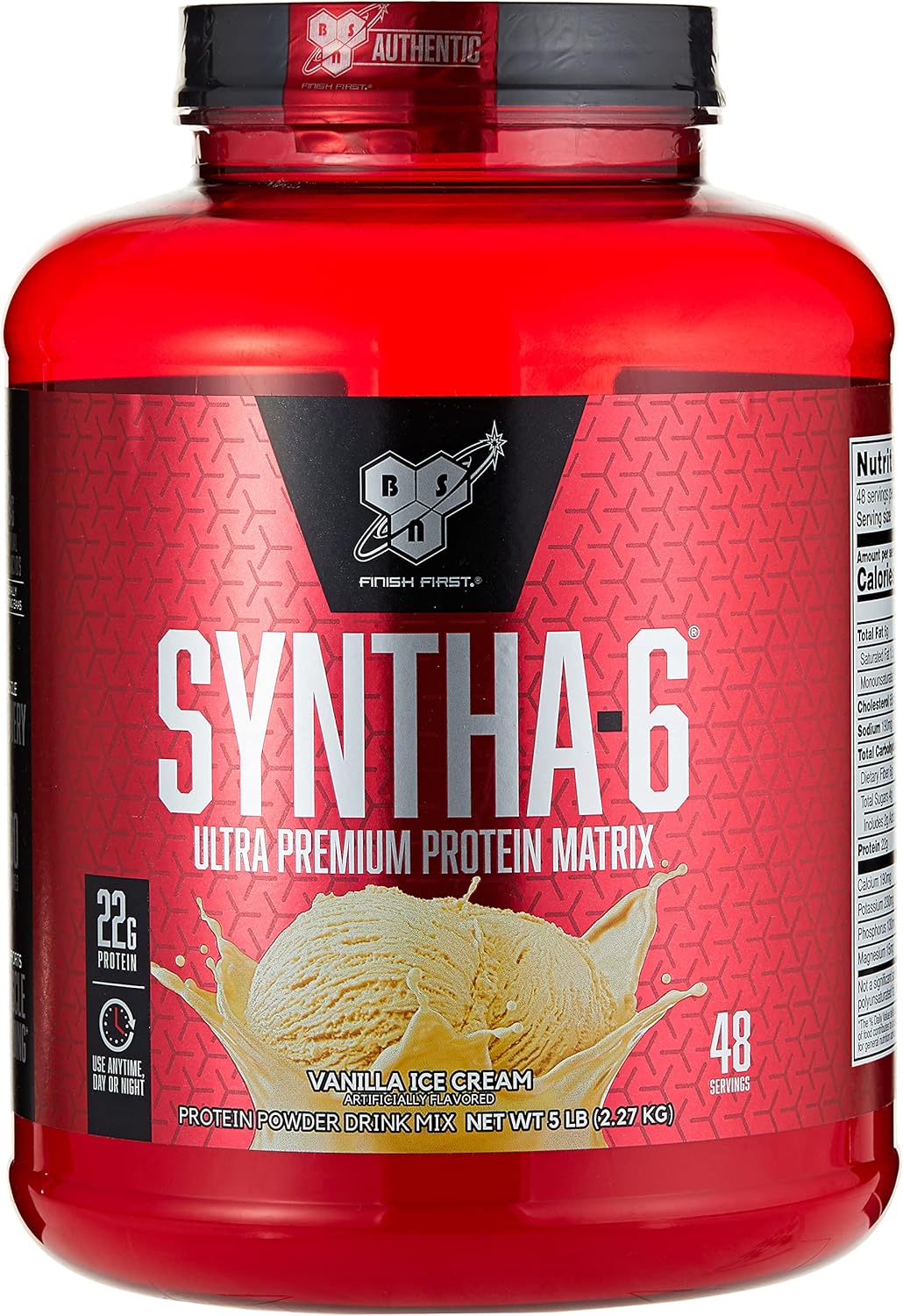 80 oz BSN SYNTHA-6 Vanilla Ice Cream Protein Powder - Muscle Recovery and Growth Supplement