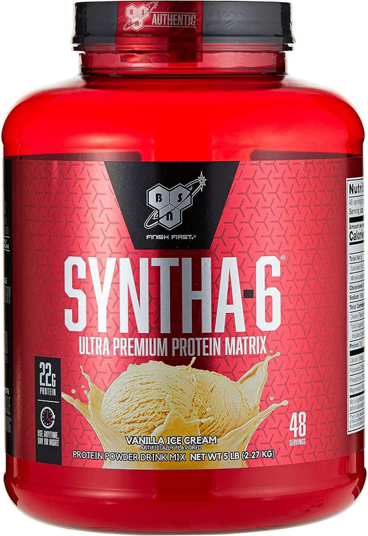 80 oz BSN SYNTHA-6 Vanilla Ice Cream Protein Powder - Muscle Recovery and Growth Supplement