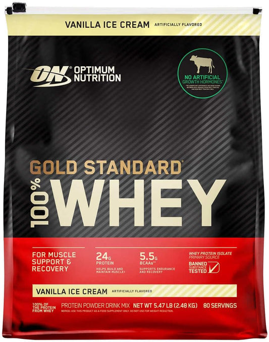 80 Servings Optimum Nutrition Gold Standard Vanilla Ice Cream Whey Protein