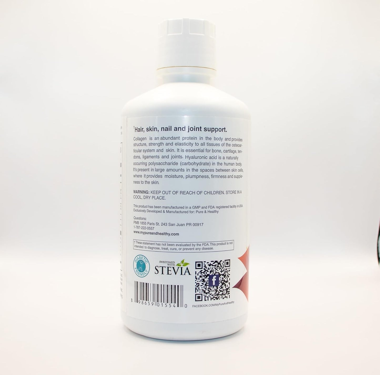 8000mg Collagen Liquid with Hyaluronic Acid, Vitamin A, and Coconut Flavor - 16 oz. Pure & Healthy Formula