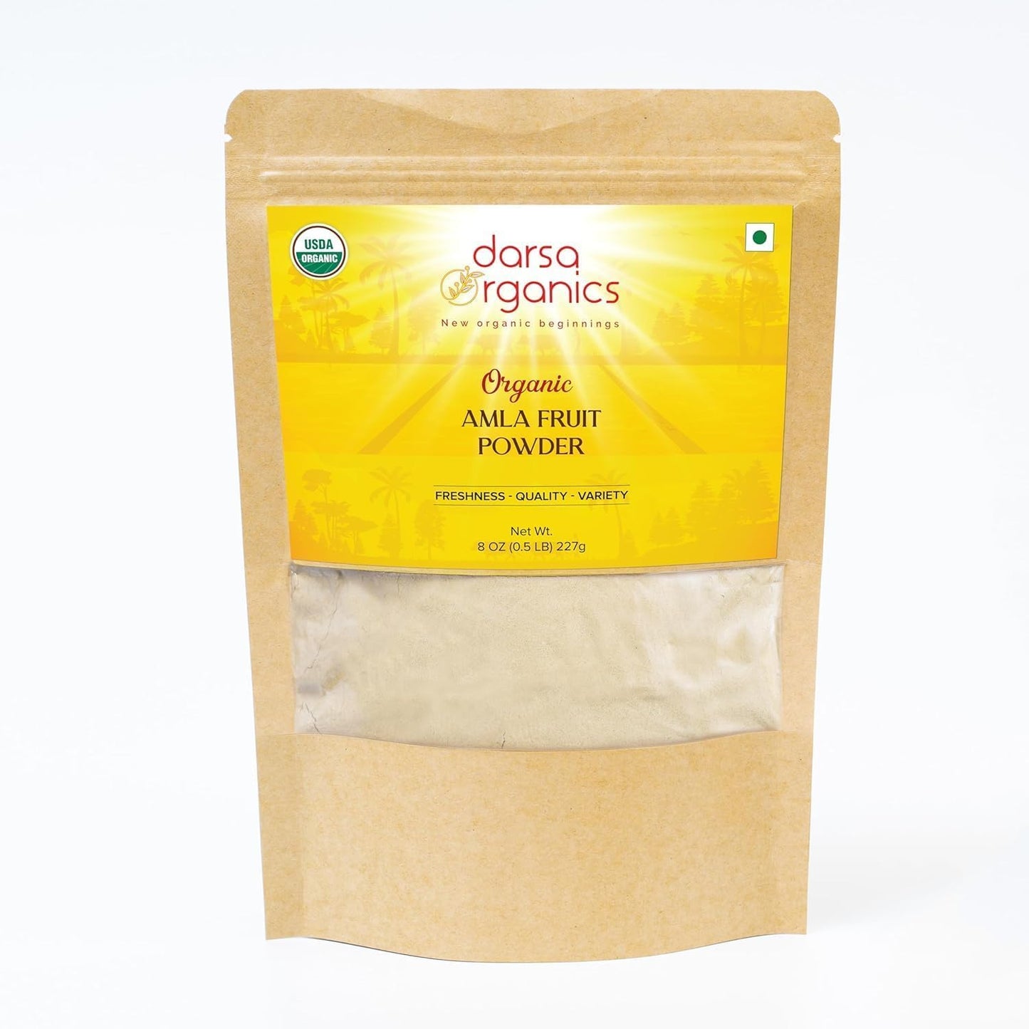 8oz Darsa Organics Amla Powder - Pure Indian Gooseberry Plant Powder for Hair, Skin, Immunity - High in Vitamin C & Antioxidants - Herbal Tea, Smoothies, Masks
