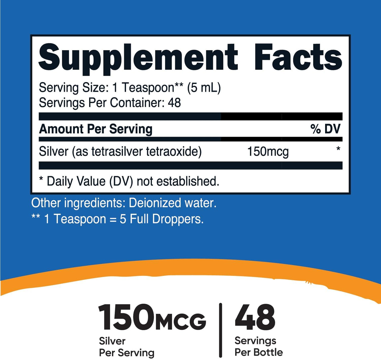 8oz Nutricost Colloidal Silver in Cobalt Blue Glass Bottles - 150mcg Bio-Active Silver Formula