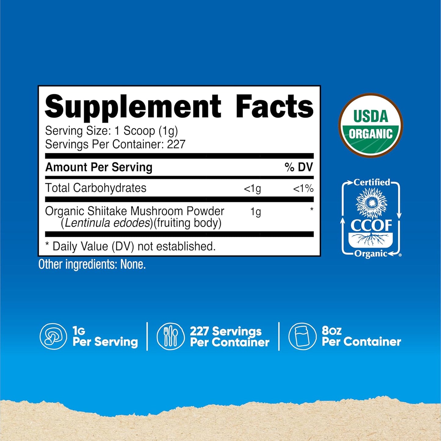 8oz Nutricost Organic Shiitake Mushroom Powder - 100% Certified Organic, Gluten-Free, Non-GMO