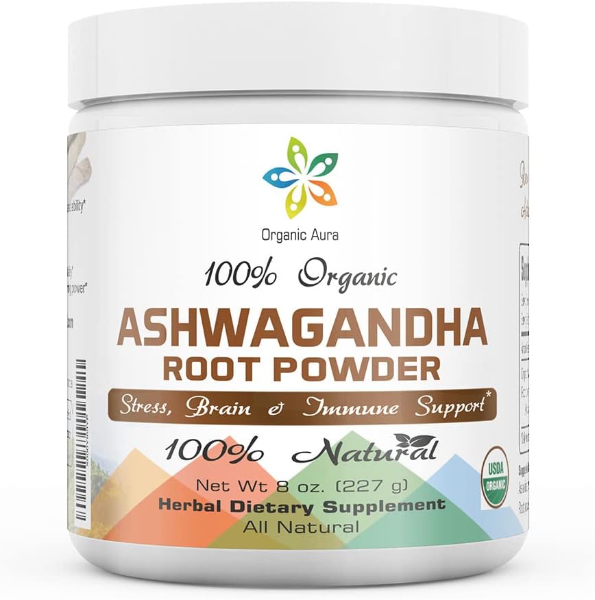 8oz Organic Ashwagandha Root Powder - Certified, GMO-Free, Gluten-Free Herbal Supplement for Enhanced Health - Raw and Original Withania somnifera
