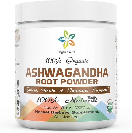 8oz Organic Ashwagandha Root Powder - Certified, GMO-Free, Gluten-Free Herbal Supplement for Enhanced Health - Raw and Original Withania somnifera