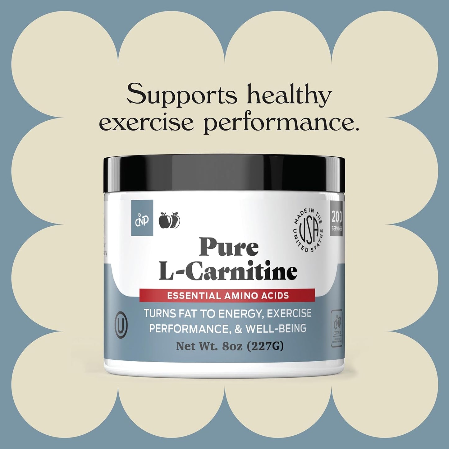 8oz Pure L-Carnitine Powder Supplement - 60 Servings of Amino Acid for Energy and Well-Being