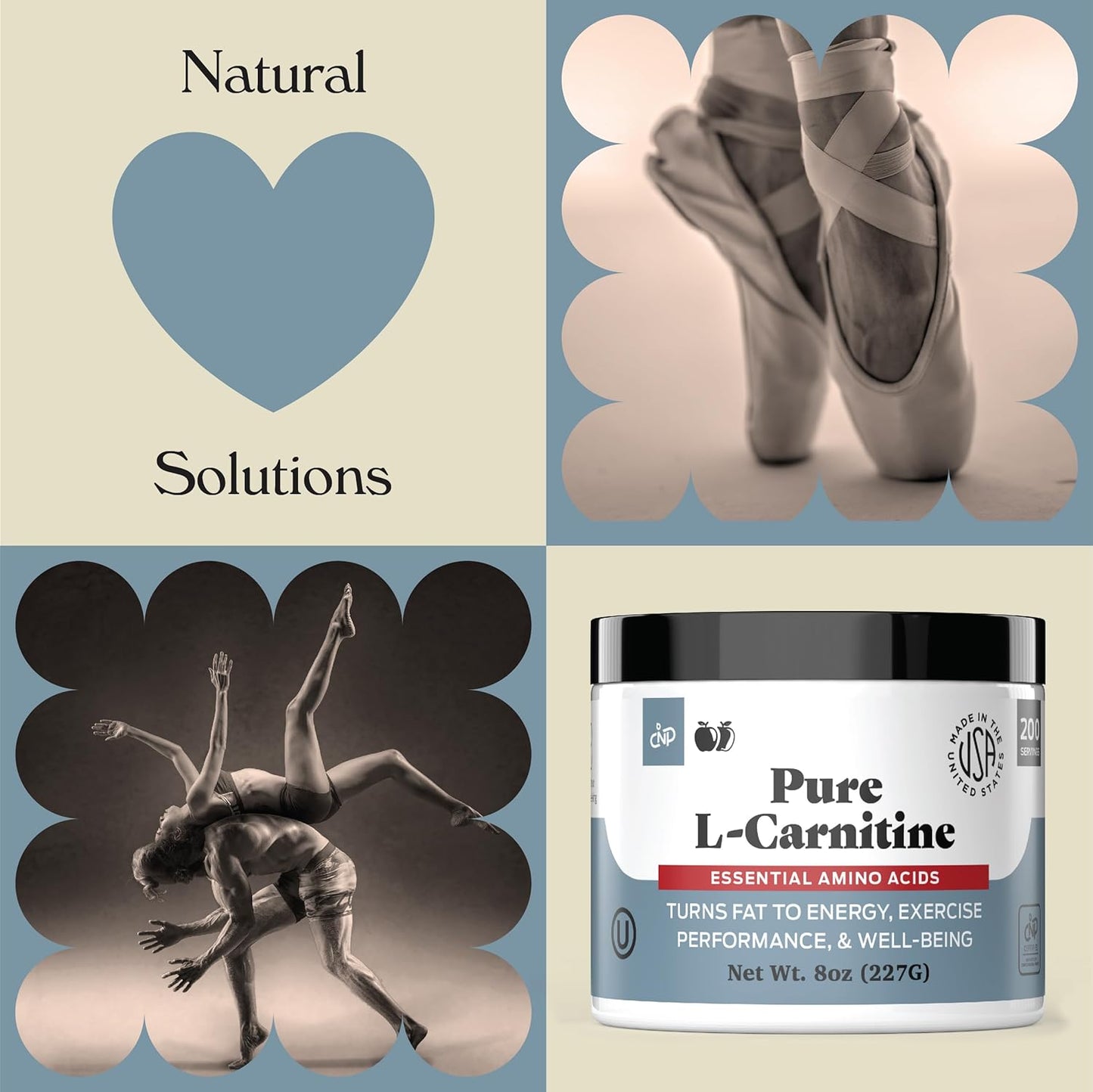8oz Pure L-Carnitine Powder Supplement - 60 Servings of Amino Acid for Energy and Well-Being
