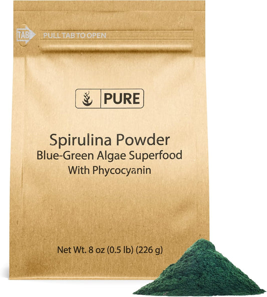 8oz Pure Original Spirulina Powder - Plant-Based Complete Protein, Non-GMO