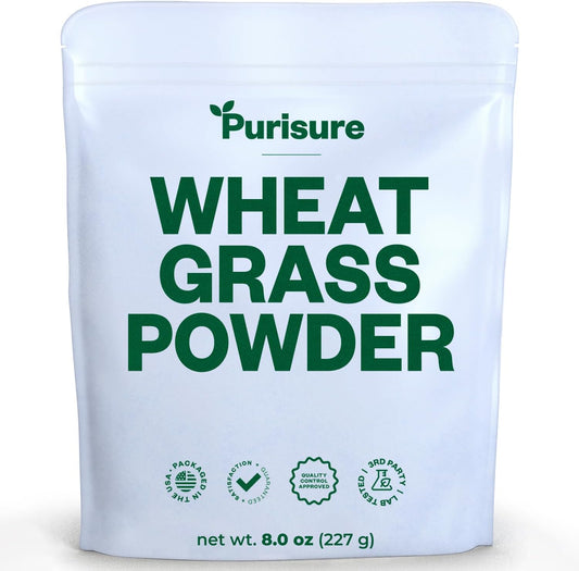 8oz Purisure Wheatgrass Powder - Green Superfood for Smoothies & Shakes, Immunity Boosting Wheat Grass Powder with Fiber & Minerals - 76 Servings - BoostGo Australia