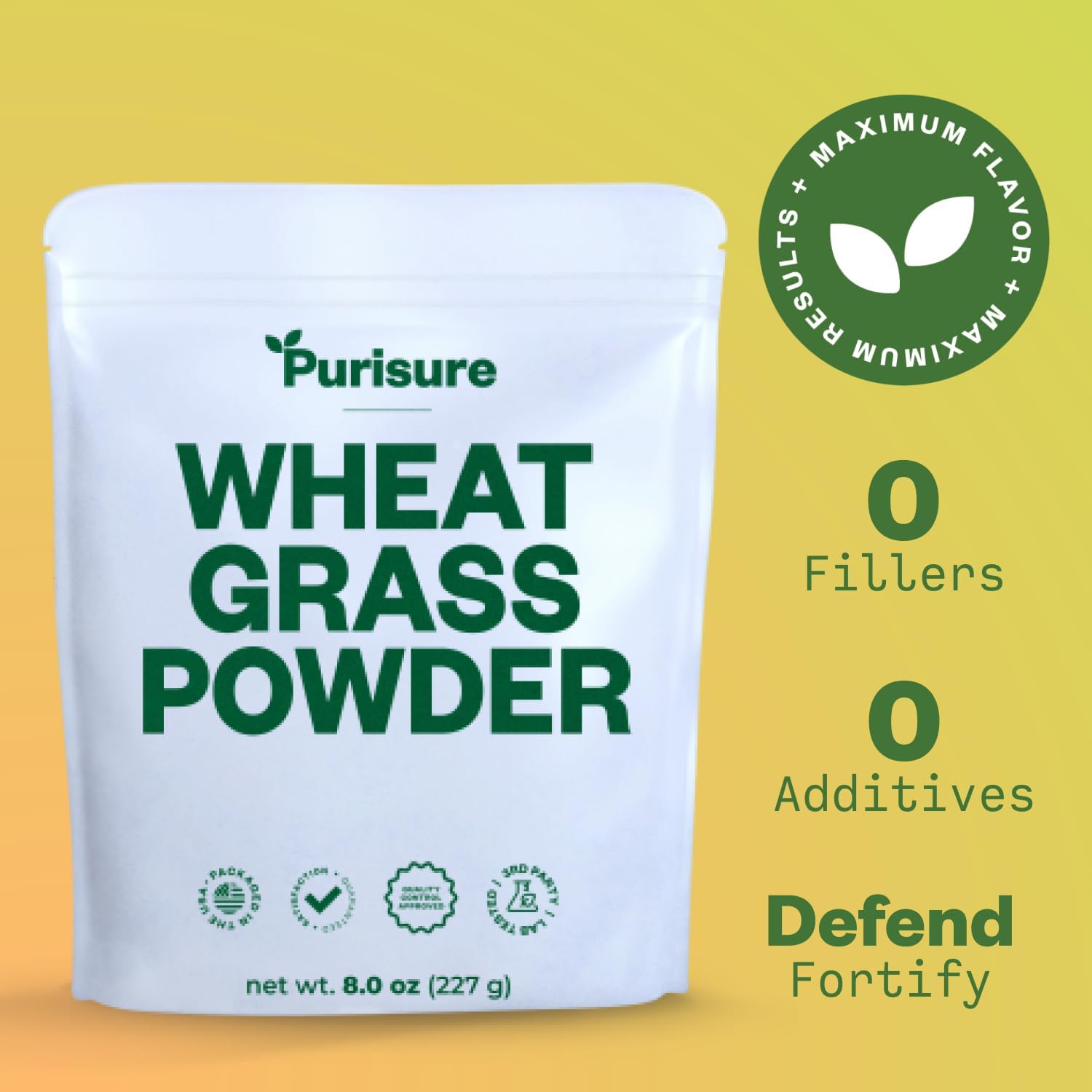 8oz Purisure Wheatgrass Powder - Green Superfood for Smoothies & Shakes, Immunity Boosting Wheat Grass Powder with Fiber & Minerals - 76 Servings - BoostGo Australia