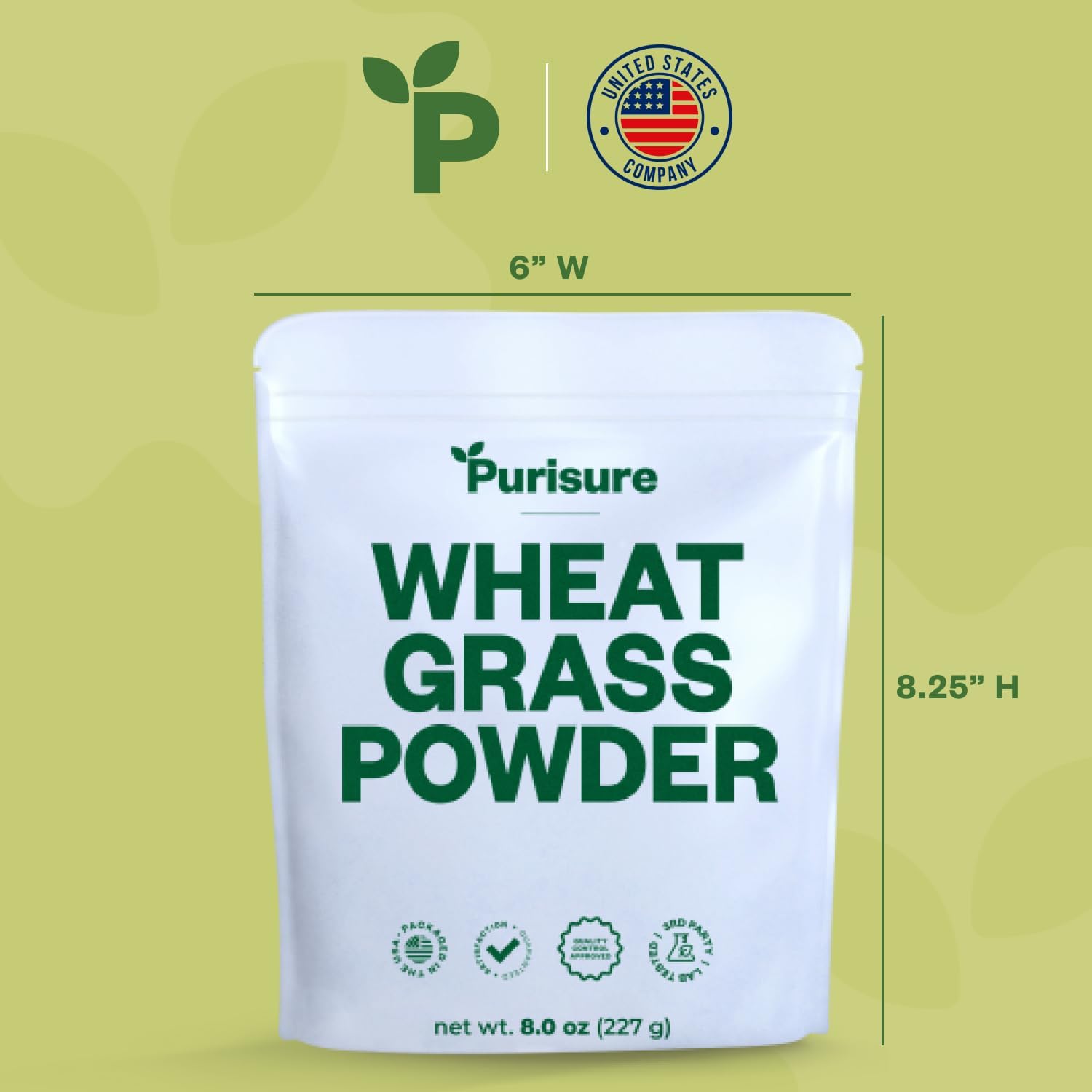 8oz Purisure Wheatgrass Powder - Green Superfood for Smoothies & Shakes, Immunity Boosting Wheat Grass Powder with Fiber & Minerals - 76 Servings - BoostGo Australia