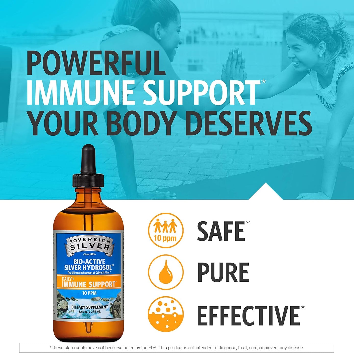 8oz Sovereign Silver Bio-Active Liquid Hydrosol with 10 ppm Colloidal-Silver for Immune Support