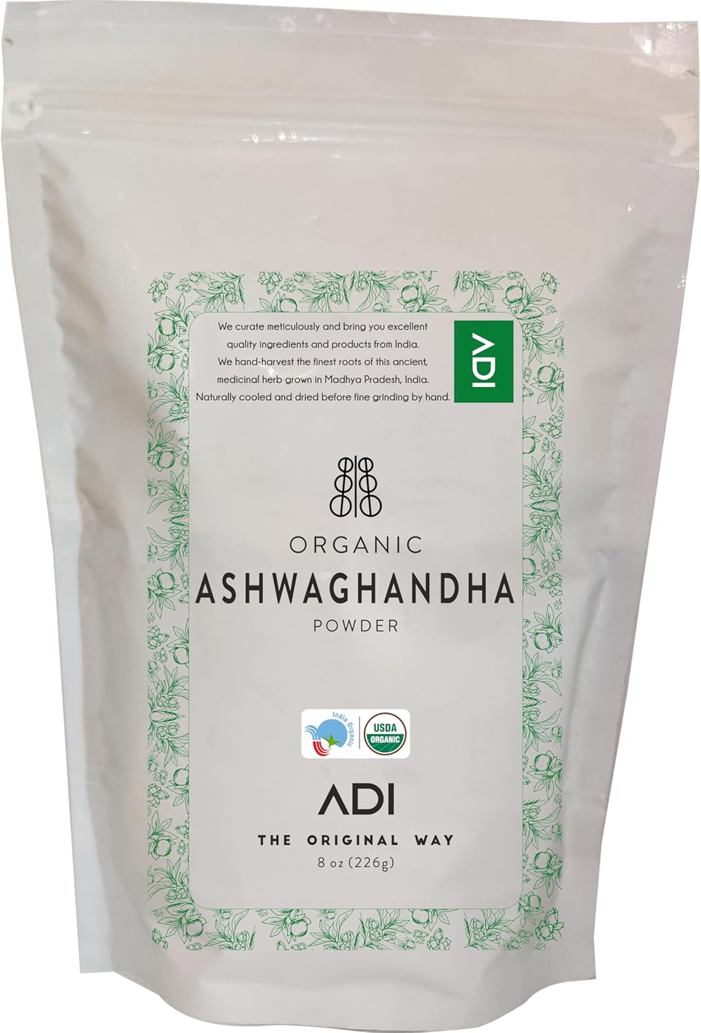 8oz USDA Certified Organic Ashwagandha Powder for Stress Relief, Improved Sleep & Energy Boost - No Additives