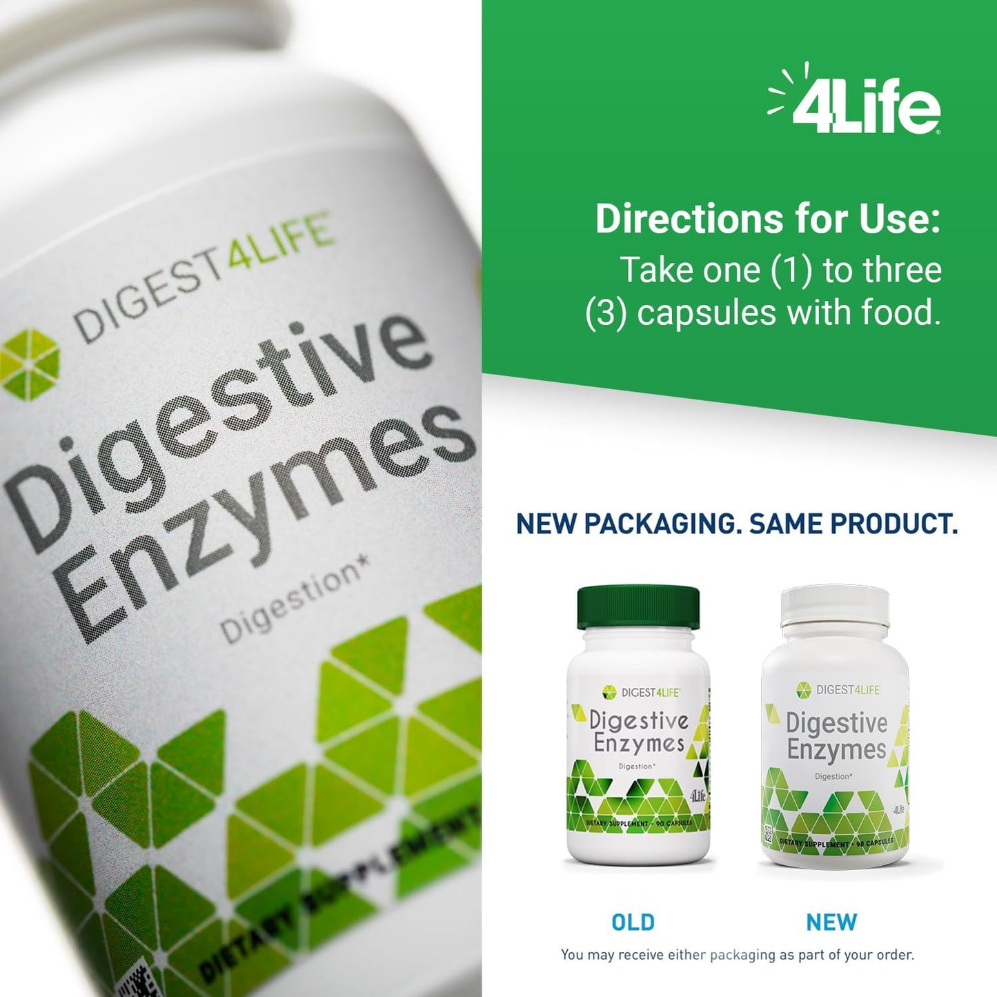 90 Capsules 4Life Digestive Enzymes for Digestive Health, Food Absorption, Protein, Carb, & Fat Breakdown