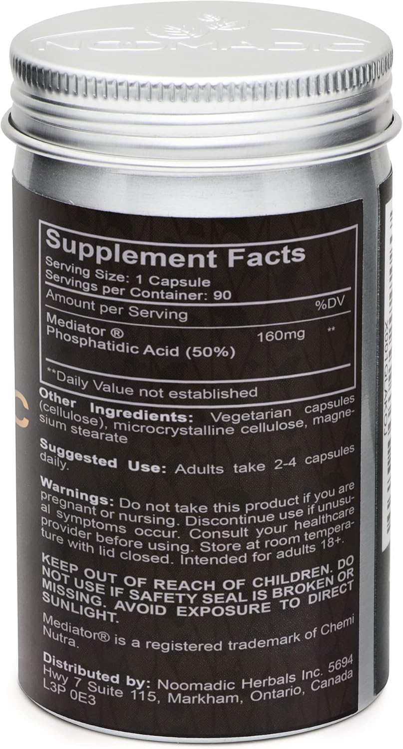 90 Capsules of Noomadic Phosphatidic Acid (PA) 160mg - Standardized to 50% PA