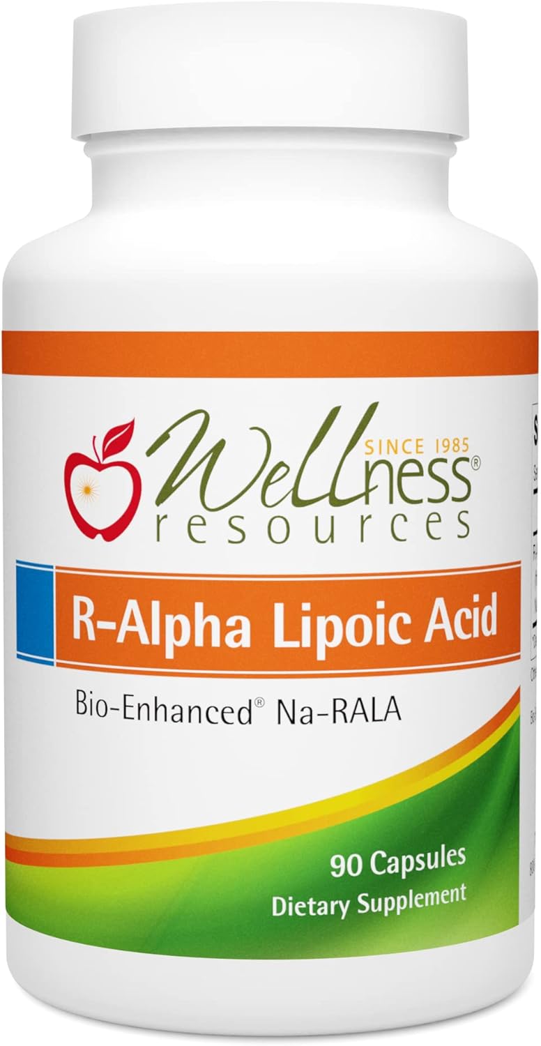 90 Capsules of Wellness Resources R Alpha Lipoic Acid RALA Supplement - Stabilized R-Lipoic Acid with Bio-Enhanced Na-RALA - Non-GMO, Gluten Free, Maximum Bioavailability