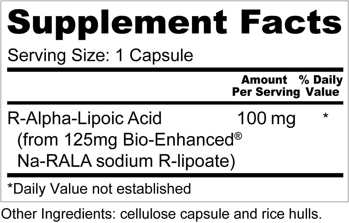 90 Capsules of Wellness Resources R Alpha Lipoic Acid RALA Supplement - Stabilized R-Lipoic Acid with Bio-Enhanced Na-RALA - Non-GMO, Gluten Free, Maximum Bioavailability