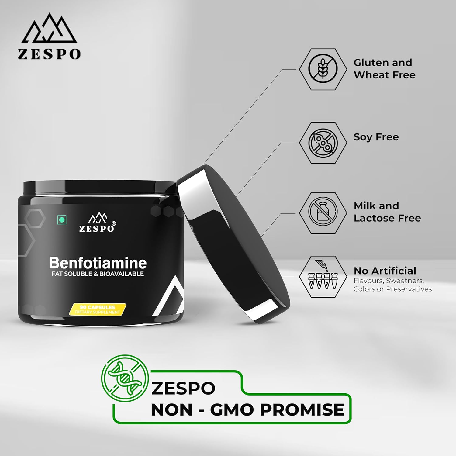 90 Capsules of Zespo Benfotiamine - Promotes Cellular Health, High Bioavailability for Maximum Absorption