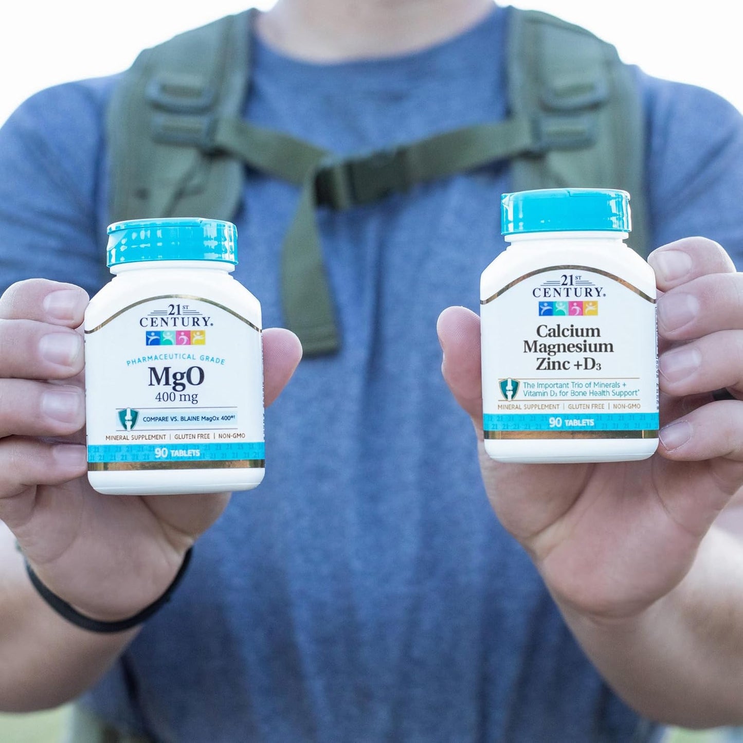 90 Count 21st Century Calcium Magnesium Zinc + Vitamin D Tablets for Bone Health and Immune Support
