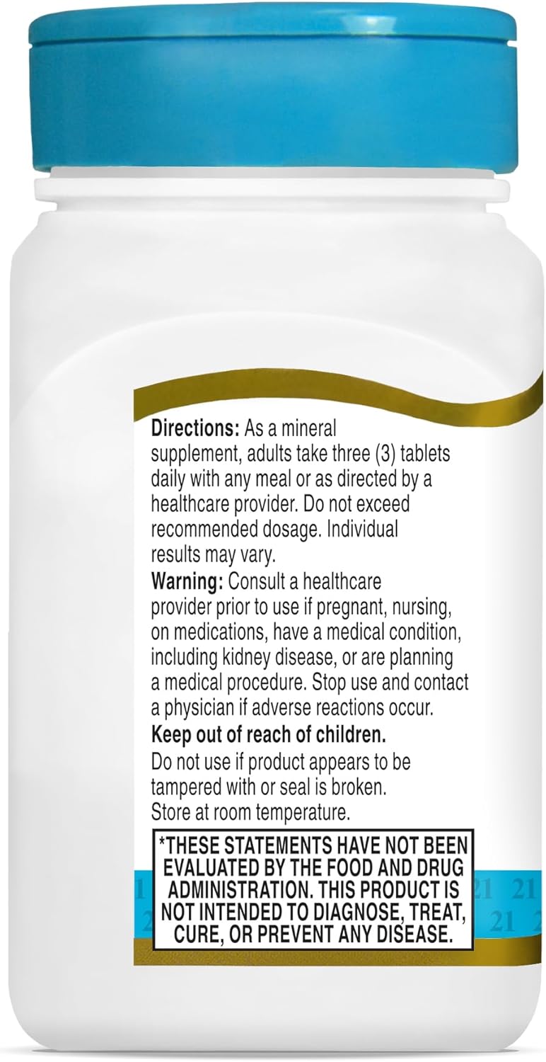 90 Count 21st Century Calcium Magnesium Zinc + Vitamin D Tablets for Bone Health and Immune Support