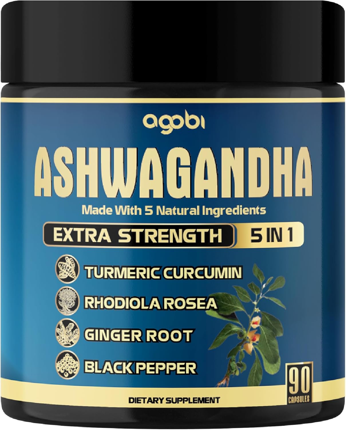 90-Count Agobi Ashwagandha Supplement Capsules for 3-Months