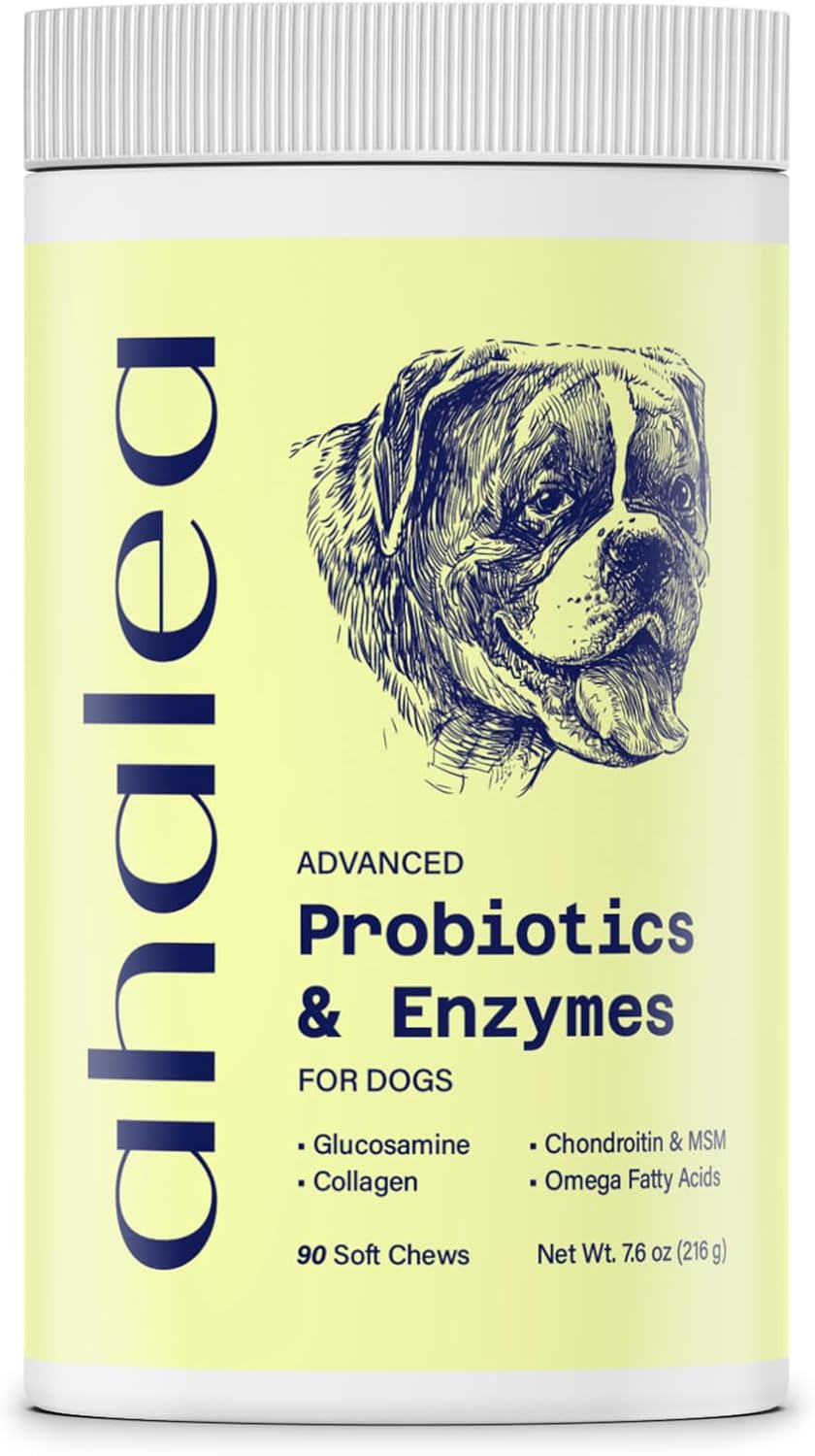 90 Count Ahalea Dog Probiotics with 2 Billion CFUs for Digestive Health & Seasonal Allergies