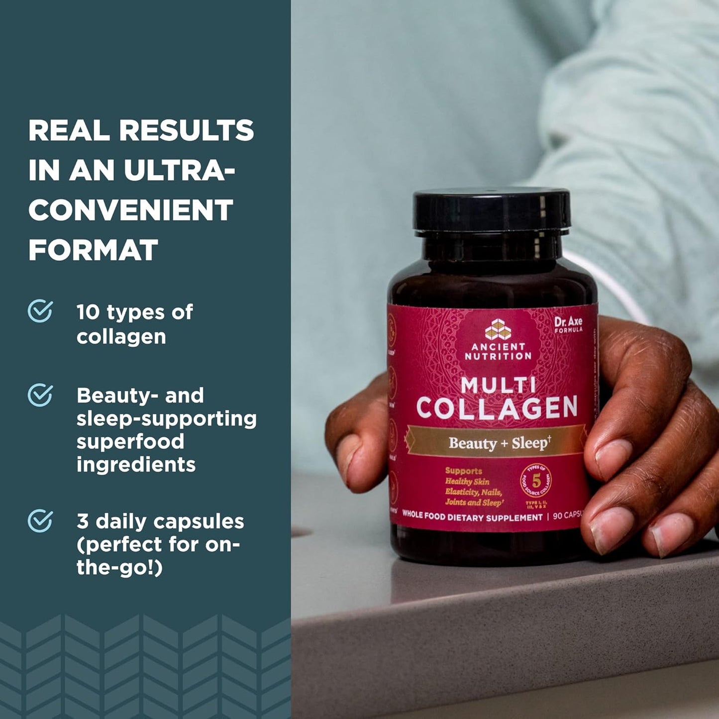 90 Count Ancient Nutrition Multi Collagen Capsules for Beauty, Sleep, and Joint Health